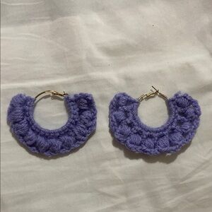 Purple Crochet Hoop Earrings